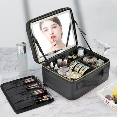 Travelling Makeup Bag with LED Lighted Mirror 👌